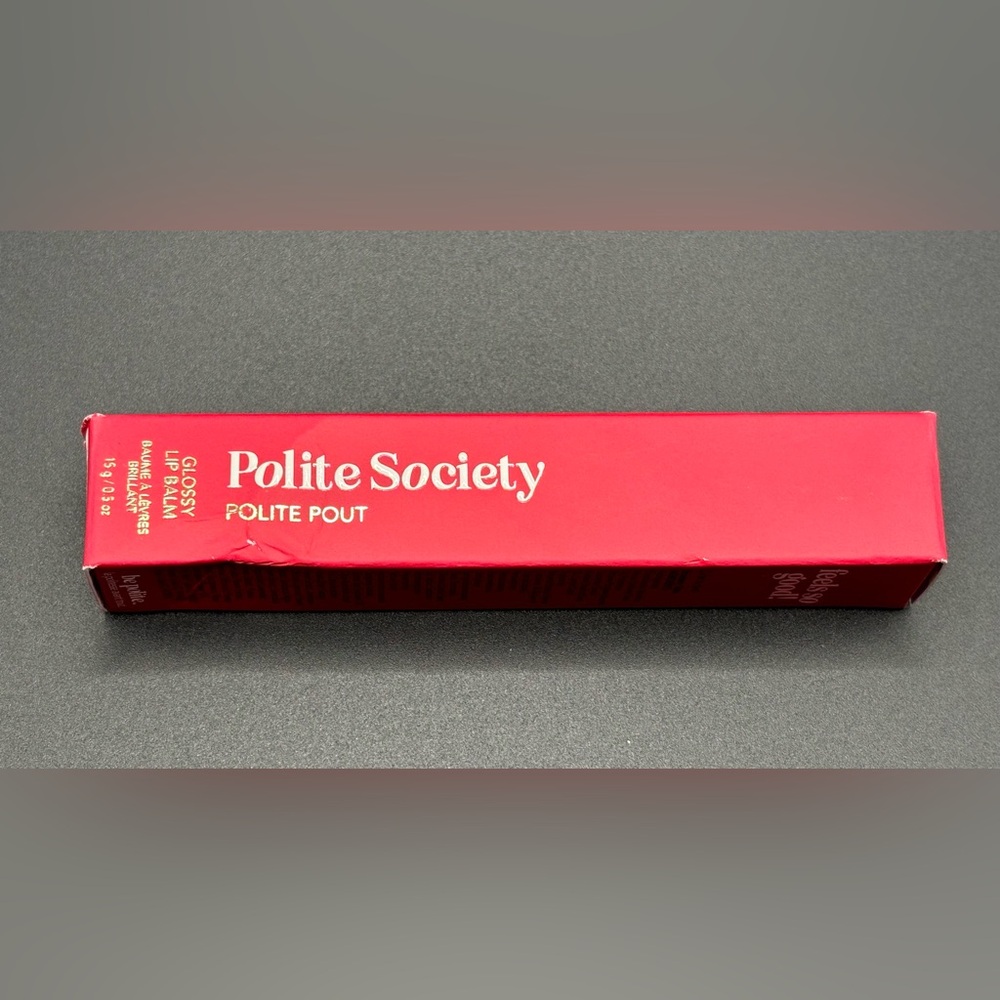 Polite Society Polite Pout Glossy Lip Balm Strawberry Glaze 0.5 oz NEW IN‎ BOX